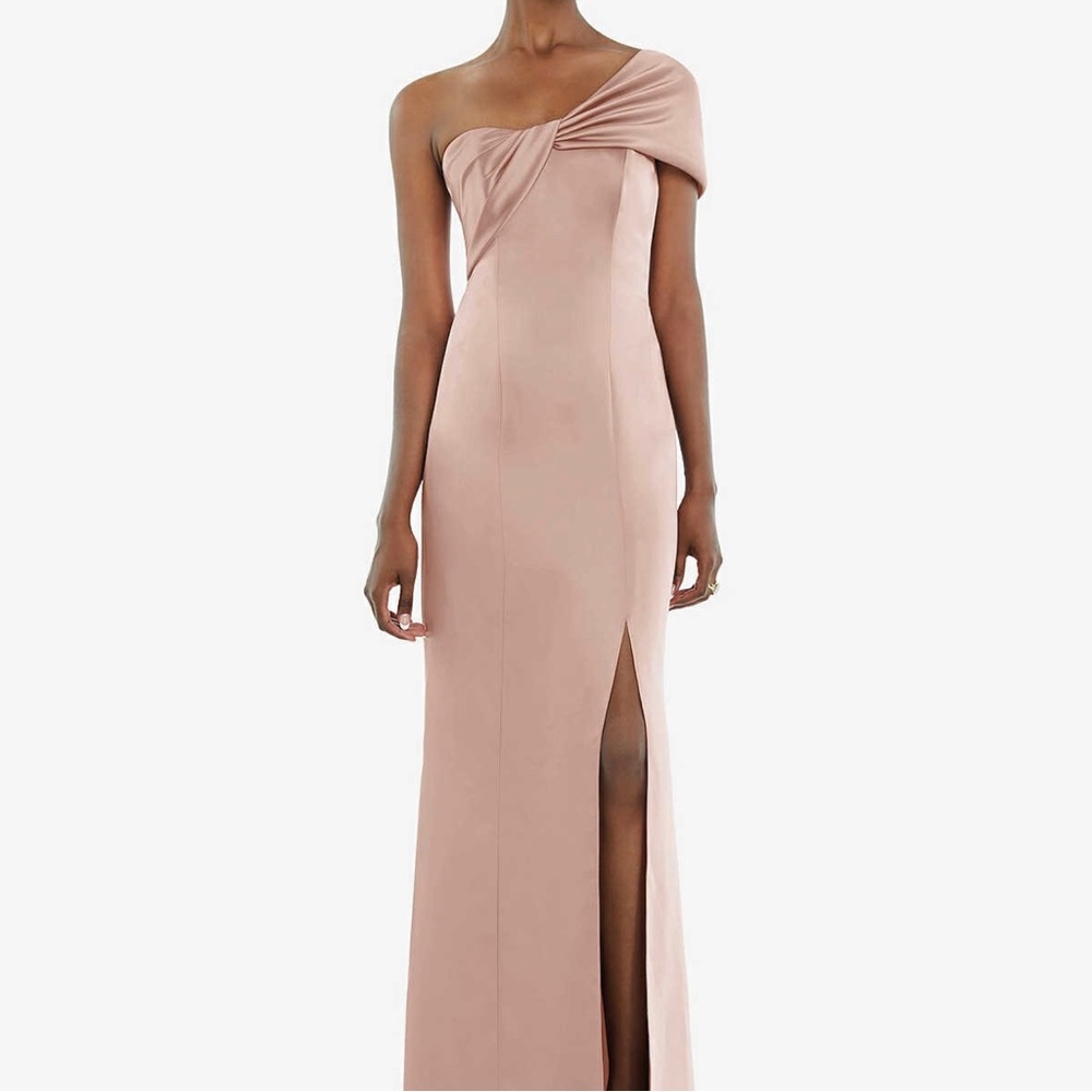 Dessy Group Twist Cuff One-Shoulder Princess Line Trumpet Gown